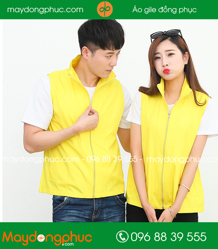 Mẫu áo gile công nhân màu Vàng
